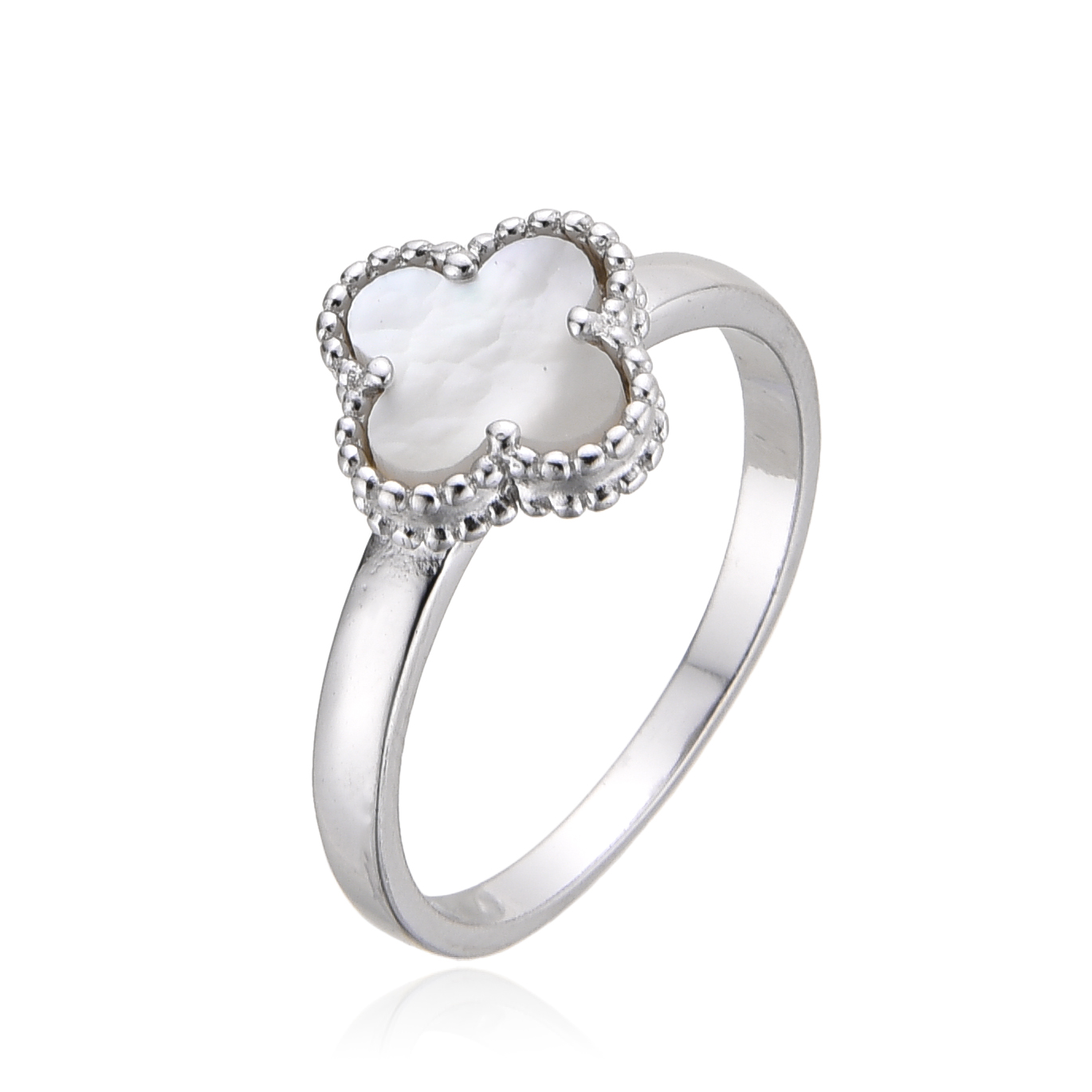 טבעת כסף 925 פרח קטן לבן פנינה