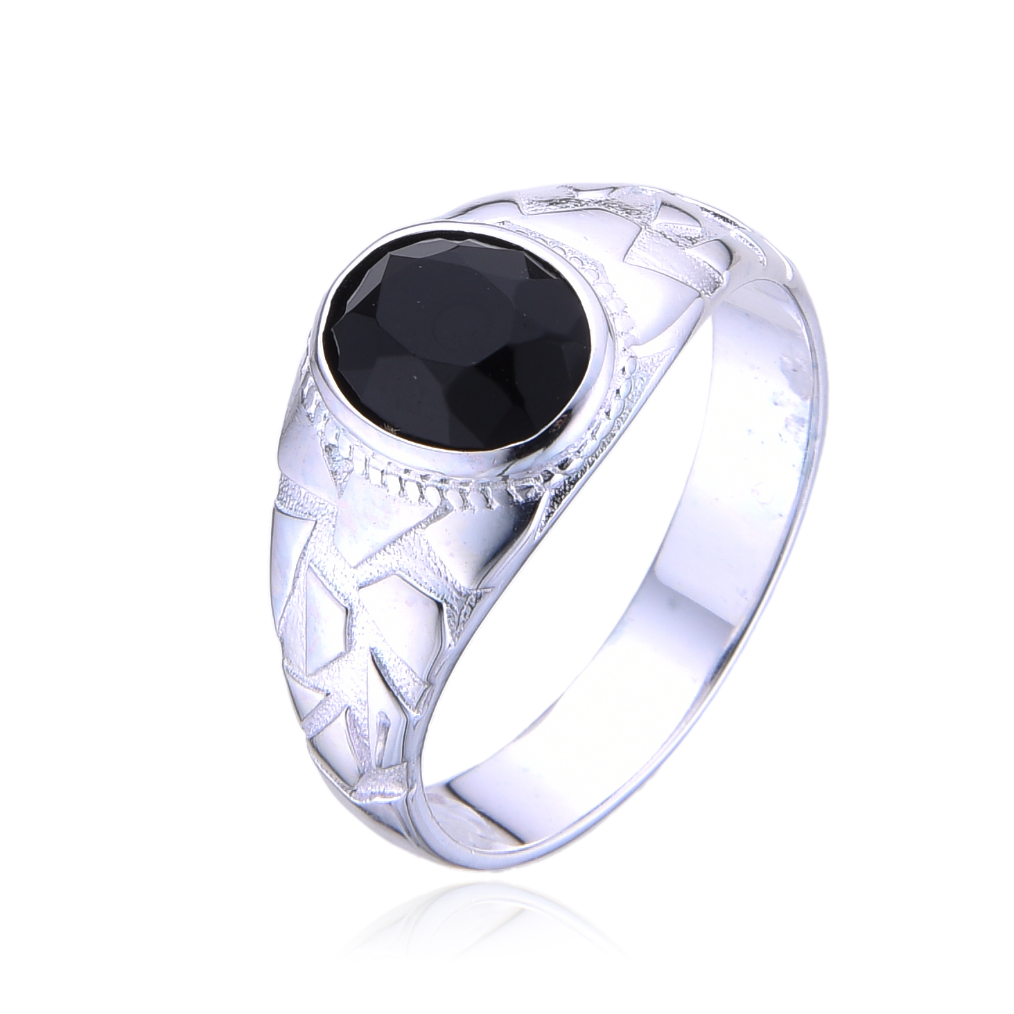 טבעת כסף 925 סקולו אבן שחורה