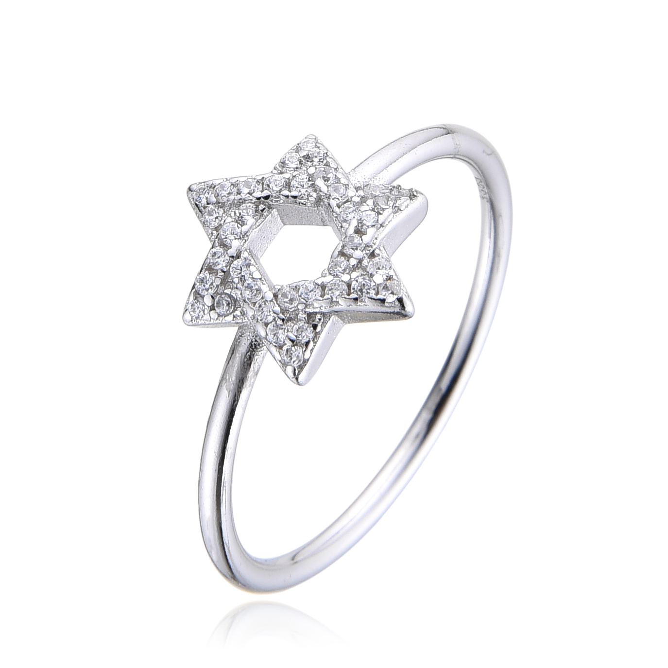 טבעת כסף 925 מגן דוד משובצת