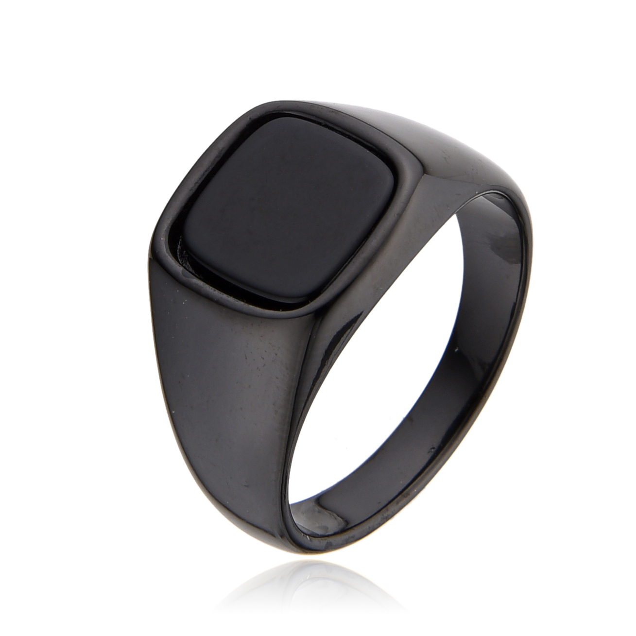 טבעת פלדת אל חלד פקסוס בצבע שחור