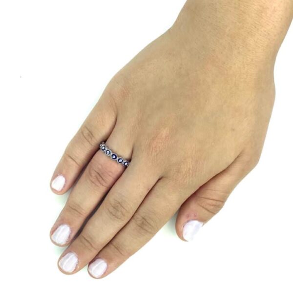 טבעת כסף 925 עינים כחולות